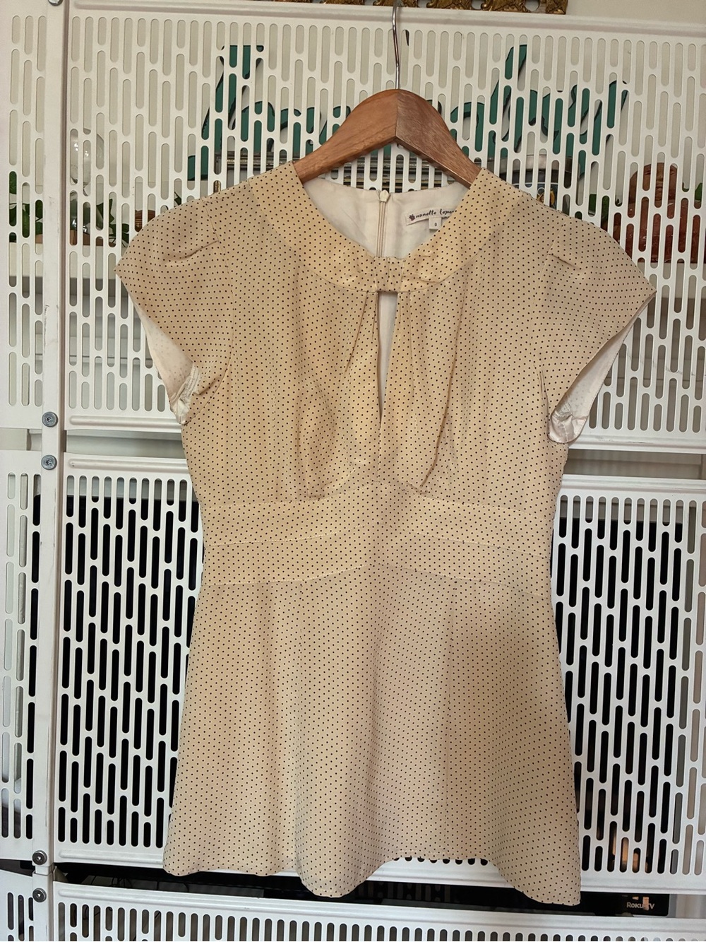 Nanette Lepore Vintage-Inspired Cream Polka Dot Short-Sleeve Dress